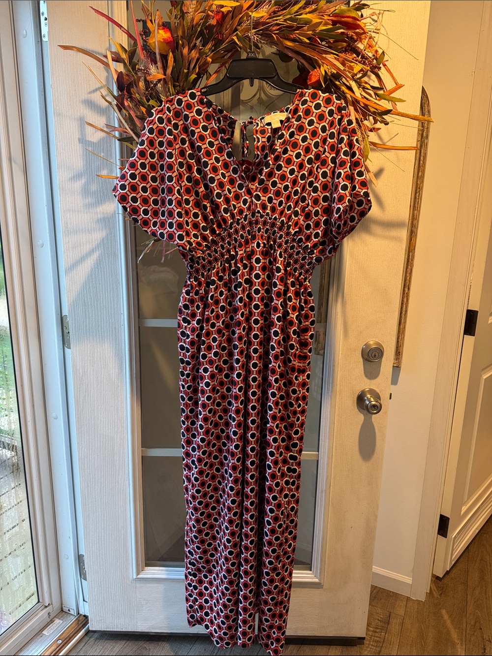 Michael Kors Red Geometric Print Maxi Dress